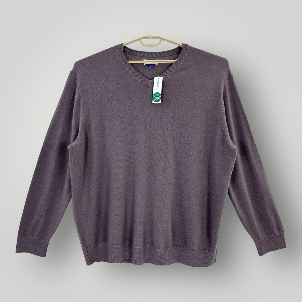 NEW Artefact Dorian 100% Merino Wool V-Neck Sweater Mens 3XL Muted Purple NWT